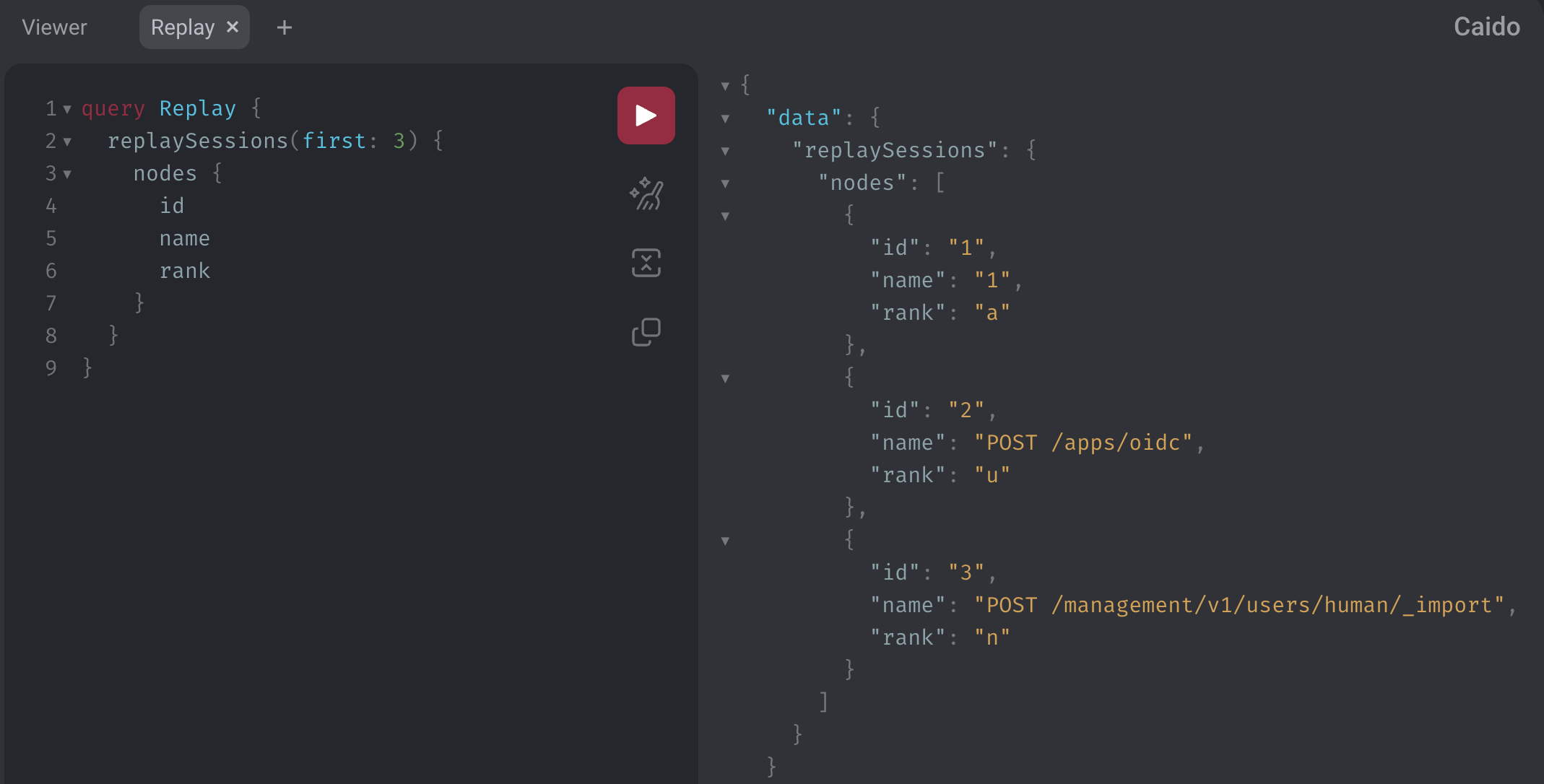 Caido GraphQL API