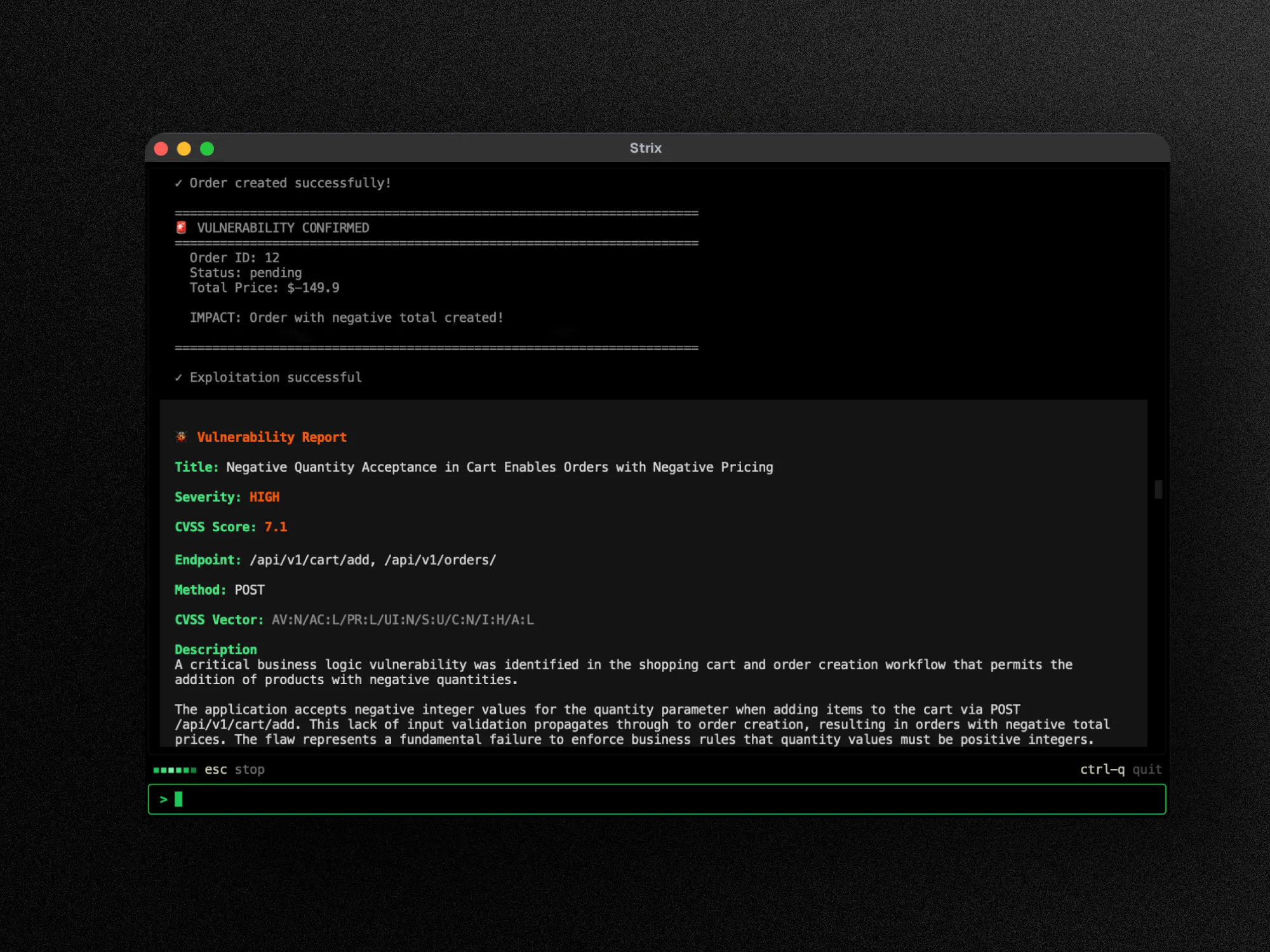 Strix vulnerability report