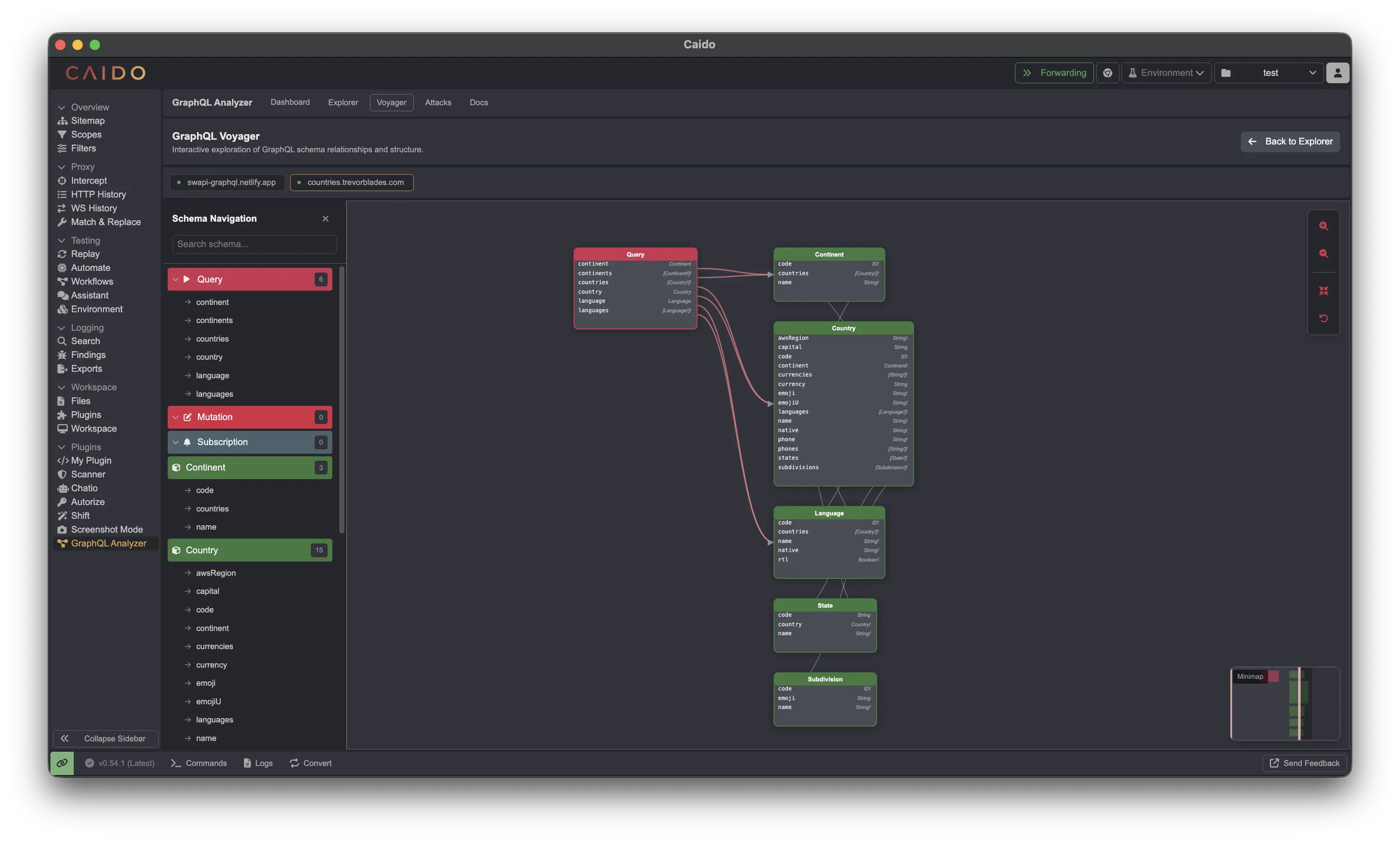 Modern plugins interface in Caido