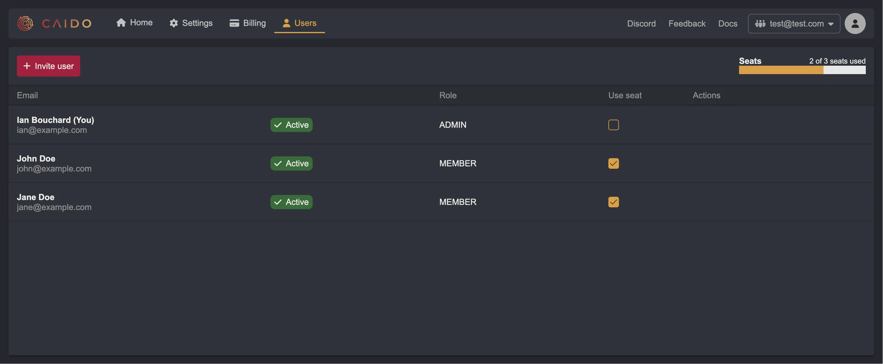 User management interface