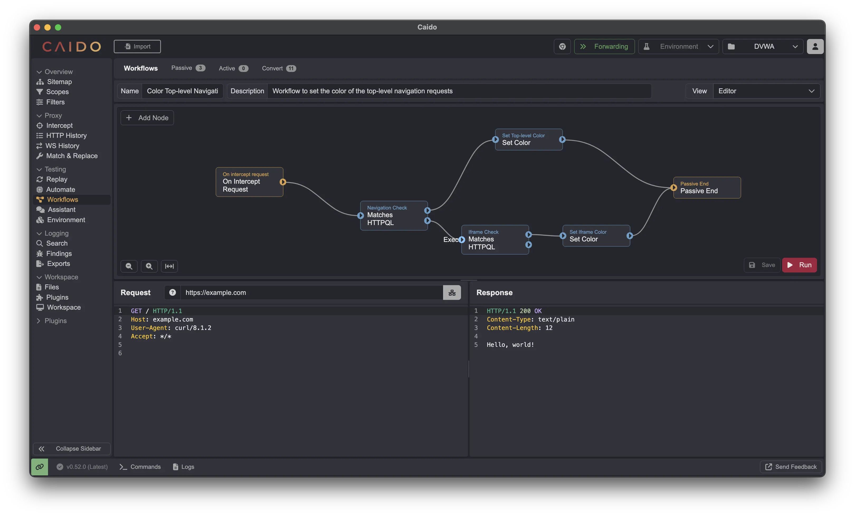 Caido workflow automation interface