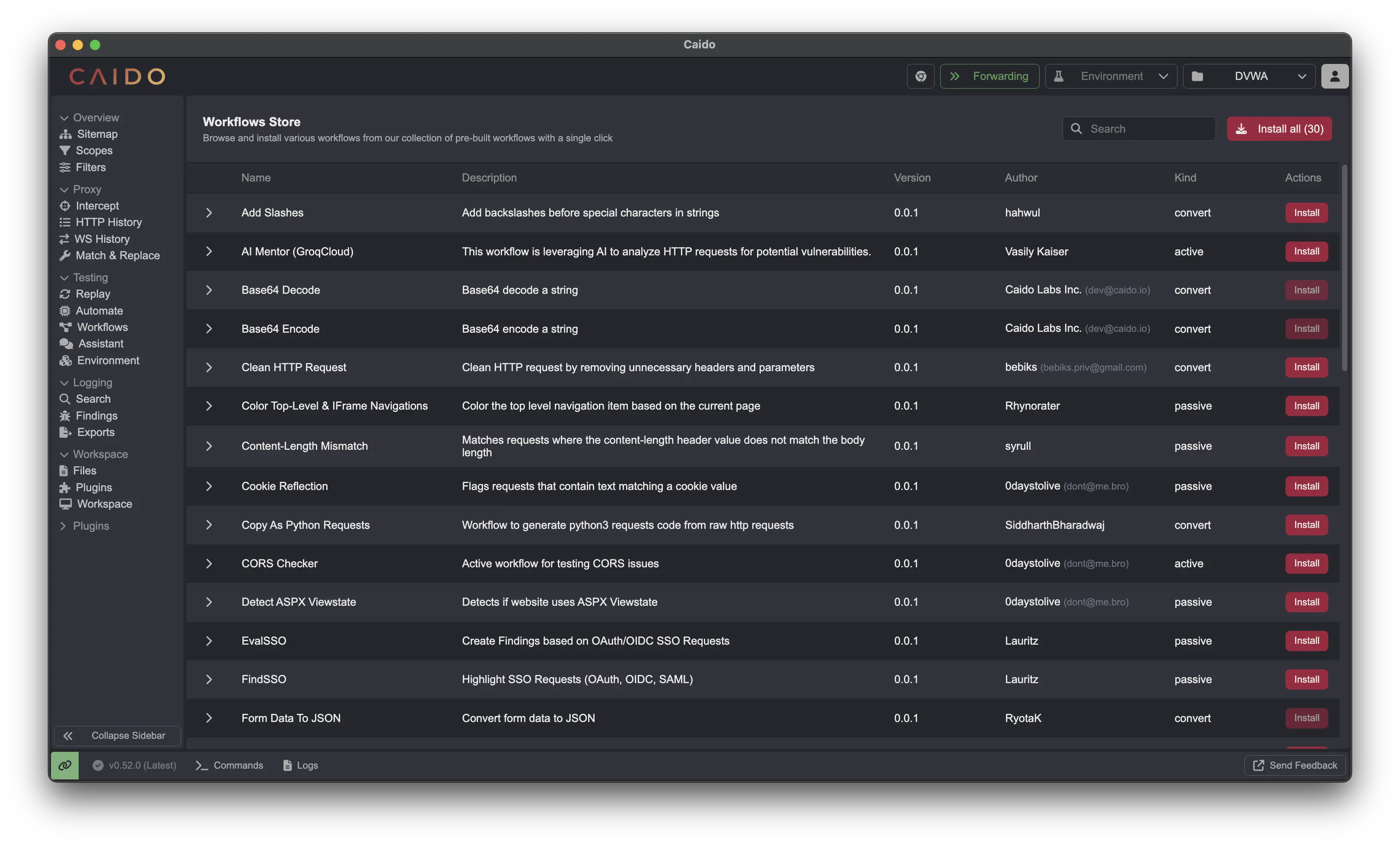Caido Workflow Store - Community contributed workflows
